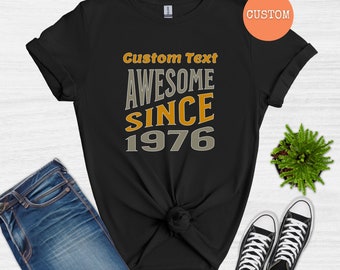 Personlig presentidé till 50-årsdag, 50-årsfest-T-shirt Fantastisk sedan 1976 Anpassad t-shirt med årsmodell Vintage-stil Gåva Unisex, 50 år