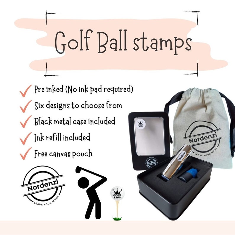 Nordenzi, golf ball stamp, gift set for golfers, golf lovers presents, golf ball stamper, monkey imprint stamp, fathers day gift, valentines day gifts for him, golf ball stamper, Christmas gift for golfers, golf ball stamp beer