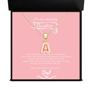 Dulces 16 regalos para hija de papá / Hija dulces 16 deseos de cumpleaños / Dulces 16 ideas de cumpleaños para hija / Collar con letra inicial