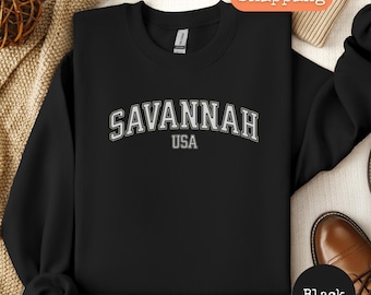 Bluza z okrągłym dekoltem Savannah Georgia, prezent vintage z podróży do USA