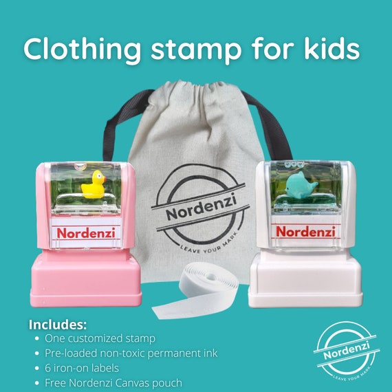 Kids Clothing Labels Stamp and Fabric Ink for Daycare or Camp