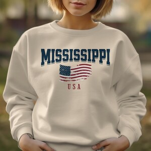 Mississippi Sweatshirt, American Flag Sweatshirt, Mississippi Clothing, Mississippi Long Sleeve Unisex Sweatshirt, Mississippi Gift sweater