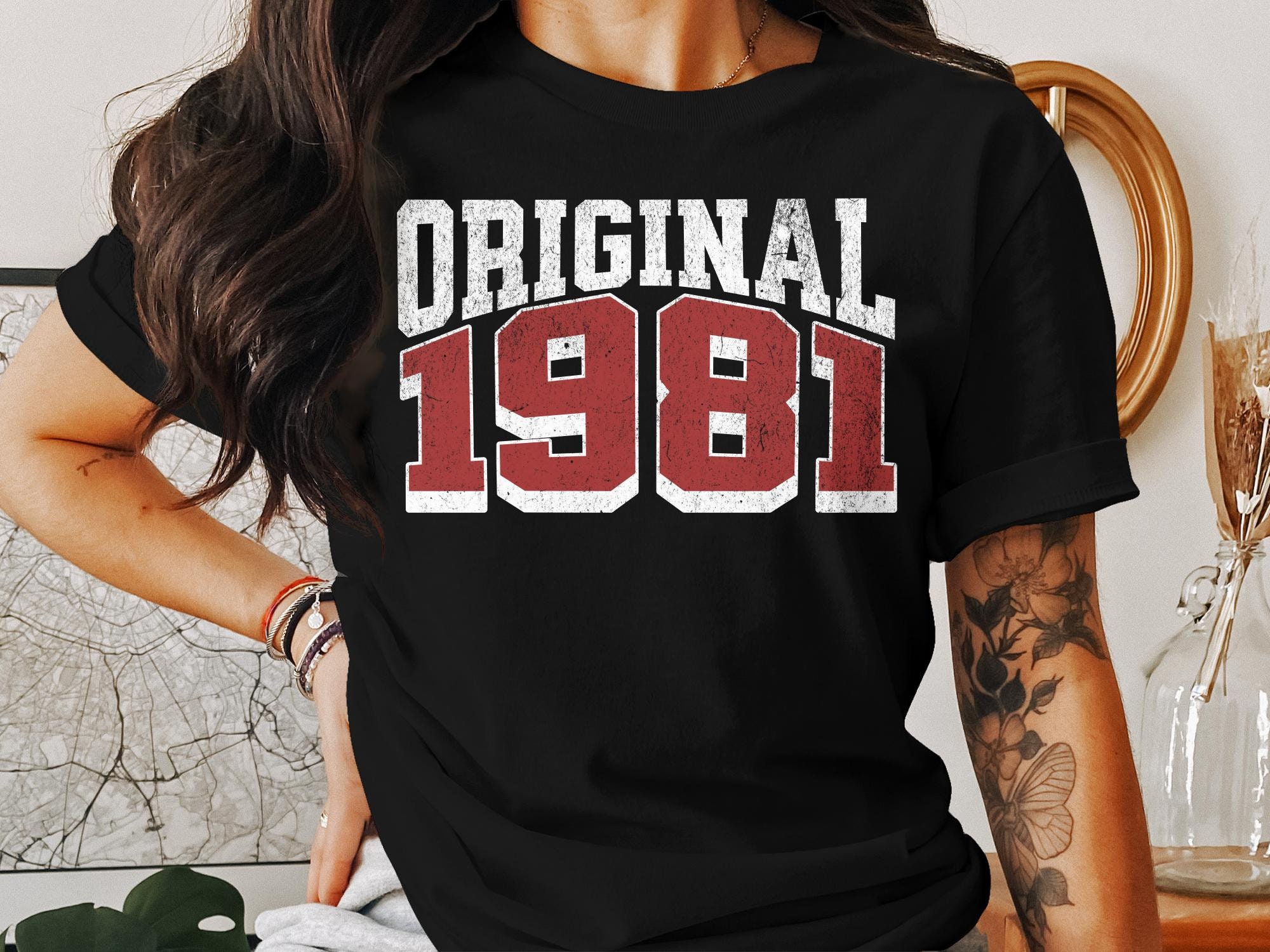 1981 Vintage Birthday Shirt For Men - Custom 43rd Birthday Gift Idea - Personalized Birth Year Tee From ShirtInvaders - Choose Size & Color