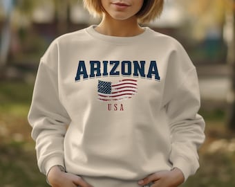 Arizona Sweatshirt, State of Arizona Sweatshirt, American Flag Usa Shirt, Arizona Crewneck, Arizona shirt, Arizona crewneck sweatshirt