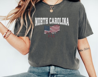 North Carolina USA T-Shirt: Patriotic Comfort Colors Tee