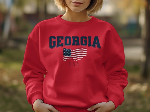 Georgia State Sweatshirt, American Flag Usa Sweatshirt, Georgia