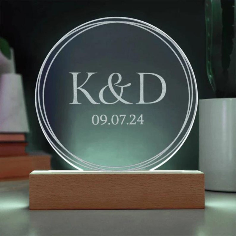 Monograms Led Personalized Acrylic Wedding Monogram: Engraved Engagement Gift With ...