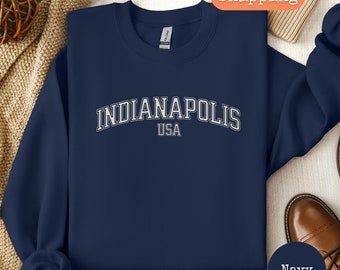 Sweatshirt College Américain "Indianapolis Indiana" - Coupe Classique - 241 G - Style Rétro Décontracté