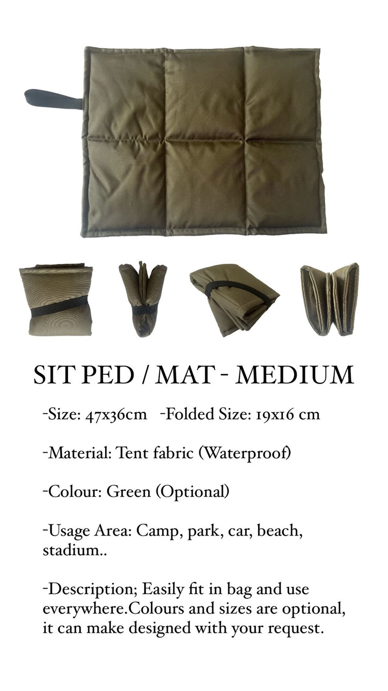 Camping Seating Mat Tent Fabric Waterproof Foldable Sit Pad, Medium