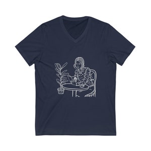 Have a Heart that Never Hardens - Charles Dickens Quote on back - Unisex Jersey Short Sleeve V-Neck Tee