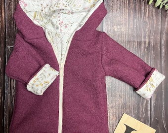 Walkjacke • Walkmantel• Größe 56 - 92 • rosa • pink • fuchsia • Blumen • floral • Walk  •Jersey. • Mädchen