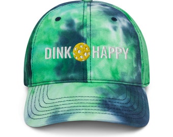 Pickleball Hat, Pickleball Baseball Cap, Pickleball Tie-Dye Hat, Pickleball Gifts for Her, Dink Happy, Sports Baseball Hat, Tennis Hat