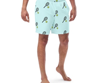 Men&#39;s swim trunks, Tennis Swim Trunks, Father&#39;s Day Gift, Tennis Bathing Suit, Tennis Player, Tennis Gifts for Men, Tennis Ball Bathing Suit