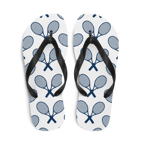 Tennis Racket Flip Flops, Sports Flip Flops for Women, Tennis Gifts for her, Beach Shoes, Tennis Shoes, Sports Slides, Mothers Day Gift
