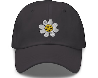 Pickleball Hat, Sports Hat, Pickleball Gift for Her, Pickleball Dad Hat, Pickleball Flower, Flower Hat, Dad Hat, Cute Hat