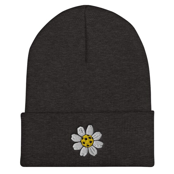 Pickleball Beanie, Pickleball Hats, Winter Sports Hats, Pickleball Gifts for Her, Flower Beanie, Sports Beanie, Pickleball Gift for Girls