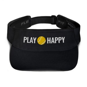 Tennis Visor, Play Happy Tennis Visor, Tennis Hat, Happy Tennis, Tennis Gifts, Tennis Captain Gift, Tennis Ball Visor, Tennis Gift for Her