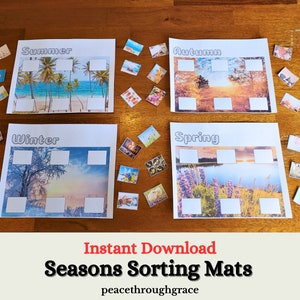 SEASONS Sorting Mats - Season activity, Educational activity, Preschool, Kindergarten - Montessori Learning - Sorting Seasons, Homeschool
