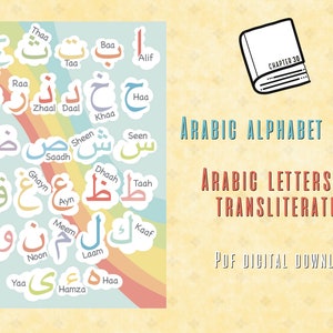 Affiche de l&#39;alphabet arabe | impression chambre d&#39;enfant | Art islamique| Affiche d&#39;apprentissage de l&#39;arabe | Aide en langue arabe| Affiche arabe pour enfants | Impressions musulmanes| numérique