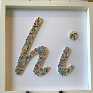 12x12 Paper quilled &#39;Hi&#39; pastel artwork