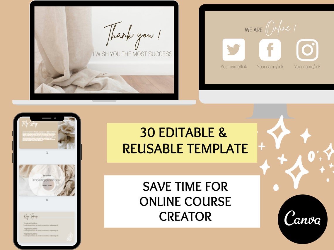 30 Slide Deck Template Canva Online Course Template inar Etsy