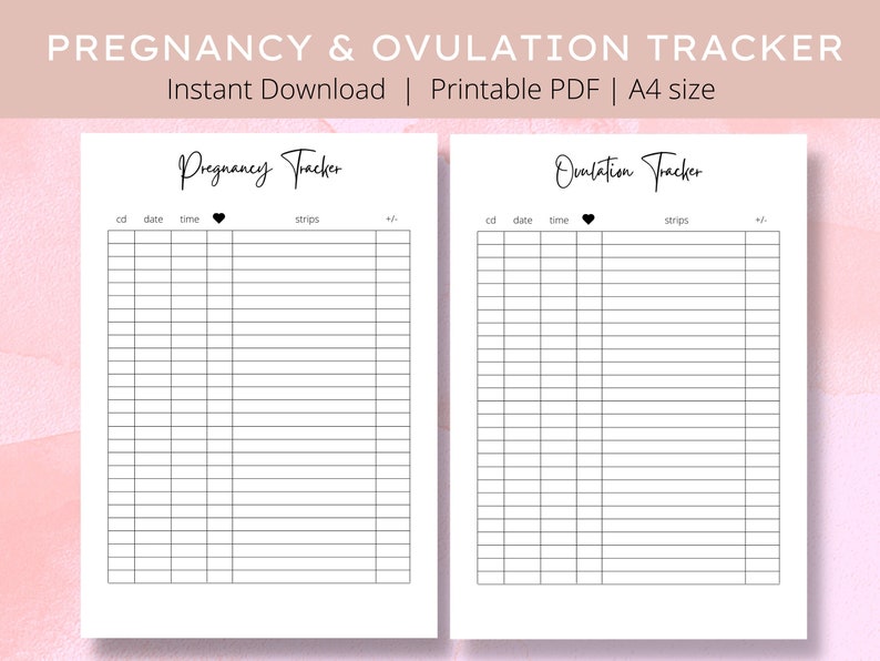 Pregnancy Tracker, Ovulation Tracker, Printable Fertility Planner, OPK ...