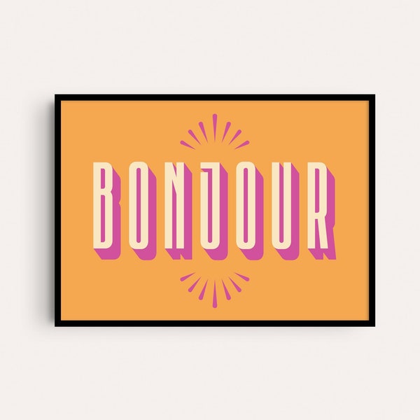 Bonjour Print | Hall Print | Entrance Print | Bonjour Art Print | Welcome Print | Giclee | Greeting Print | Modern Wall Art | Bright Print