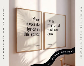 Custom Lyrics Print Duo | Custom Lyric Prints | Custom Wall Art | Mirrored Print | Custom Lyric Prints | Quality Print | PRO grade giclee