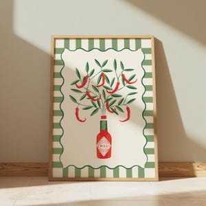 Chilli Plant Print: Green Kitchen Print, Green Kitchen Decor, Chilli Kitchen and Dining Illustration Giclee Wall Art (UNFRAMED) image 8
