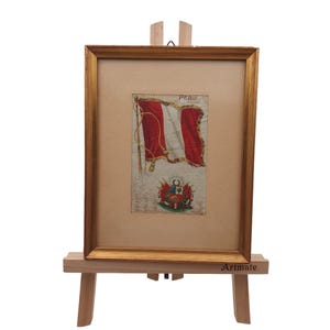 Bandiera peruviana vintage in seta color tabacco, pezzo unico da collezione, bandiera rara da collezione, arte peruviana antica, collezione di bandiere vintage