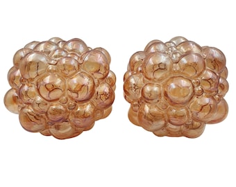 Mid-Century Amber Bubble Glass Lampshades - Helena Tynell for Limburg Lighting - Set of 2