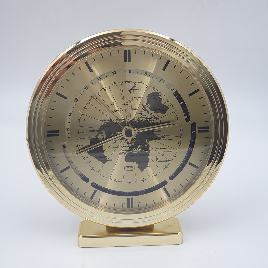 Vintage Kundo World Time Clock Made in Germany 1970s quartz Etsy