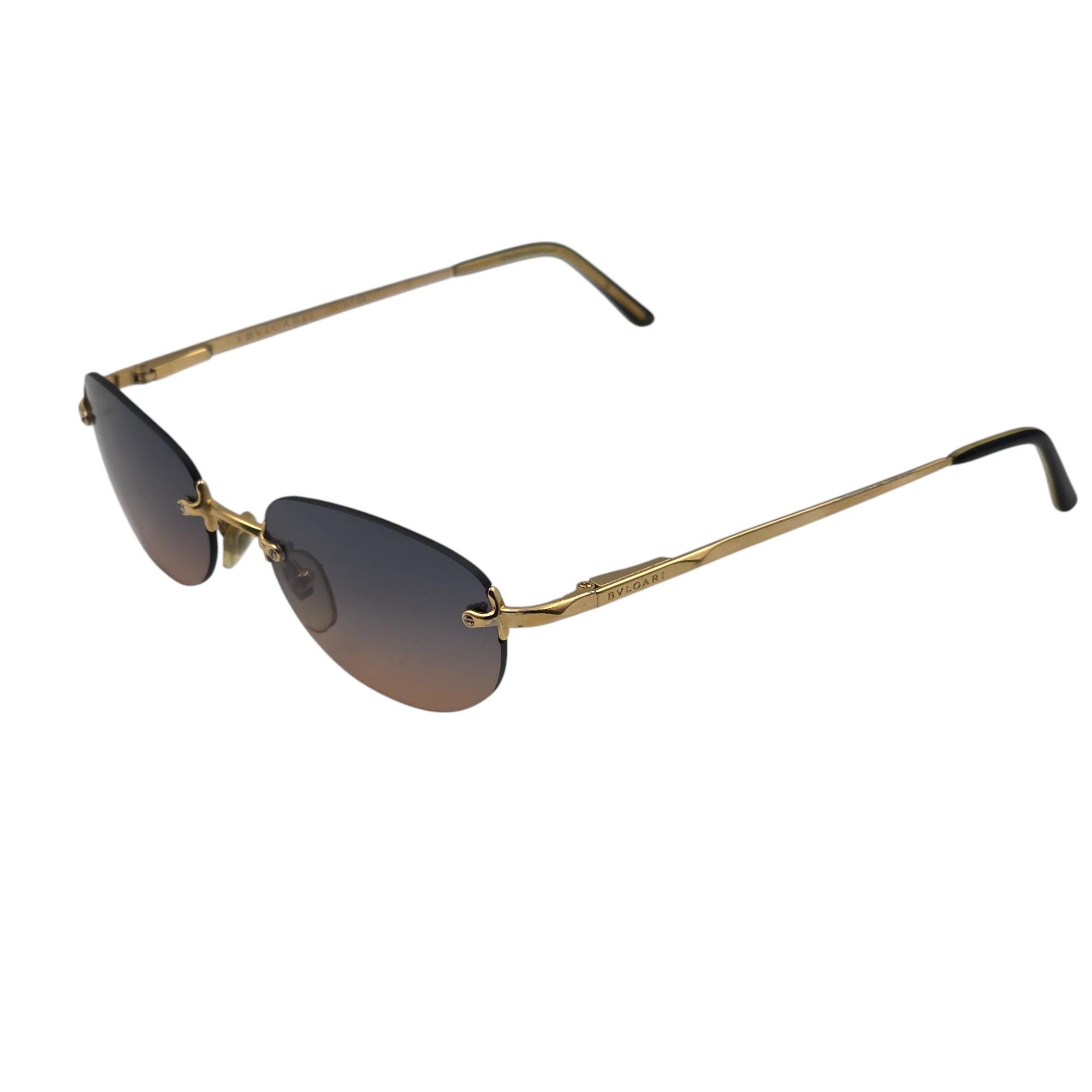 Vintage BVLGARI gold rimmed sunglasses Vintage Bvlgari Sunglasses 626 101/73 Gold Metal Rimless 62  main image 2