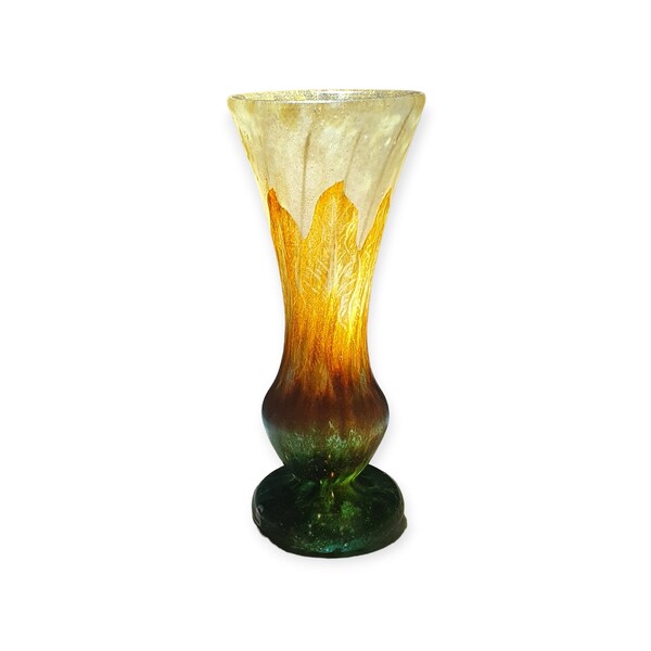 Schneider Glass Antique Vase, French Art Nouveau, Le Verre Francais Vase, Signed Cameo Glass Vase, SUPERB Design & Colors