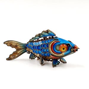 Silver Enamel Fish Charm – Chinese Lucky Amulet – Vintage Collectible Jewelry Piece-Oriental Silver Fish Charm – Handmade Lucky Jewelry