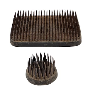 Vintage Japanese Kenzan Flower Frogs – Heavy Metal Ikebana Tools, Rectangle & Round Set for Floral Arranging