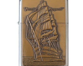 Zapalniczka Zippo Vintage – Amerigo Vespucci Commemorative Edition (1998) – Kompletny zestaw ze skórzanym etui i pudełkiem