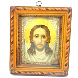 Russian Sacred Orthodox Icon - Hand-Painted Jesus Christ on Wood, Religious Art & Spiritual Gift, Russian Religious Art, Antique Icon Art