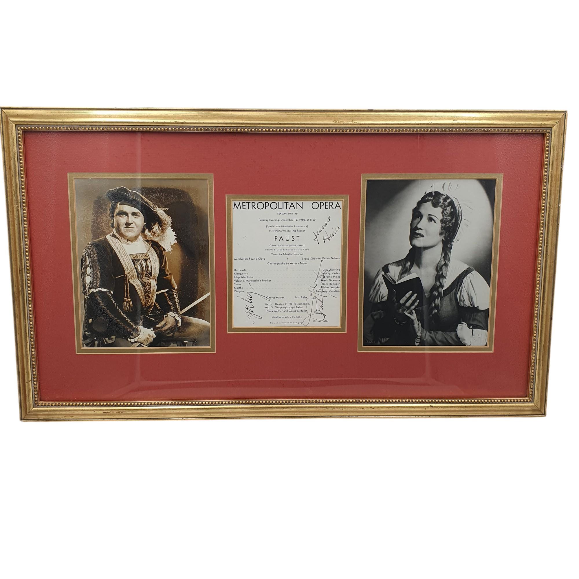 1950 Met Opera Faust Signed Program | Kirsten Bjoerling Hines | Framed Vintage Opera Gift | Historic Theater Memorabilia