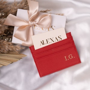 Titular de tarjeta personal Cartera de cuero genuino Crédito personalizado Titular de tarjeta unisex Accesorios Gama de colores Iniciales Slim Card Wallet