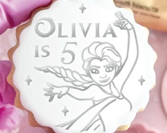 Customised birthday ice queen froze fondant stamp embosser custom personalised biscuit cookies cutter cupcake topper m and s m&s birthday