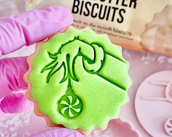 M&S cookie cutter The grinch-mas hand Christmas for fondant icing DIY stamp embosser all butter biscuits hack cookies topper m and s 5cm 6cm
