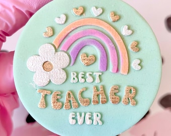 Best Teacher ever school embosser stamp deboss cookie cutter cake cupcake decoration baking supplies