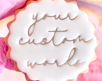 M&S cookie cutter Customised fondant stamp embosser custom personalised biscuits cupcake topper m and s birthday wedding hen baby shower