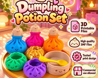 Dumpling Potion Set – 3D Printable 3MF Files | Commercial and Personal Use
