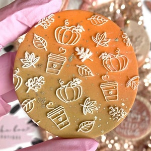 Autumn pattern raised embosser stamp deboss cookie cutter cake cupcake decoration baking suppliesfall
