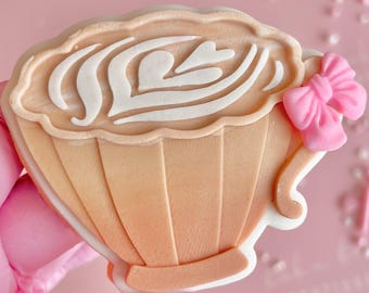 Mothers day cappuccino cup embosser stamp debosser fondant cookie cutter biscuit cake cupcake decoration baking supplies coffee