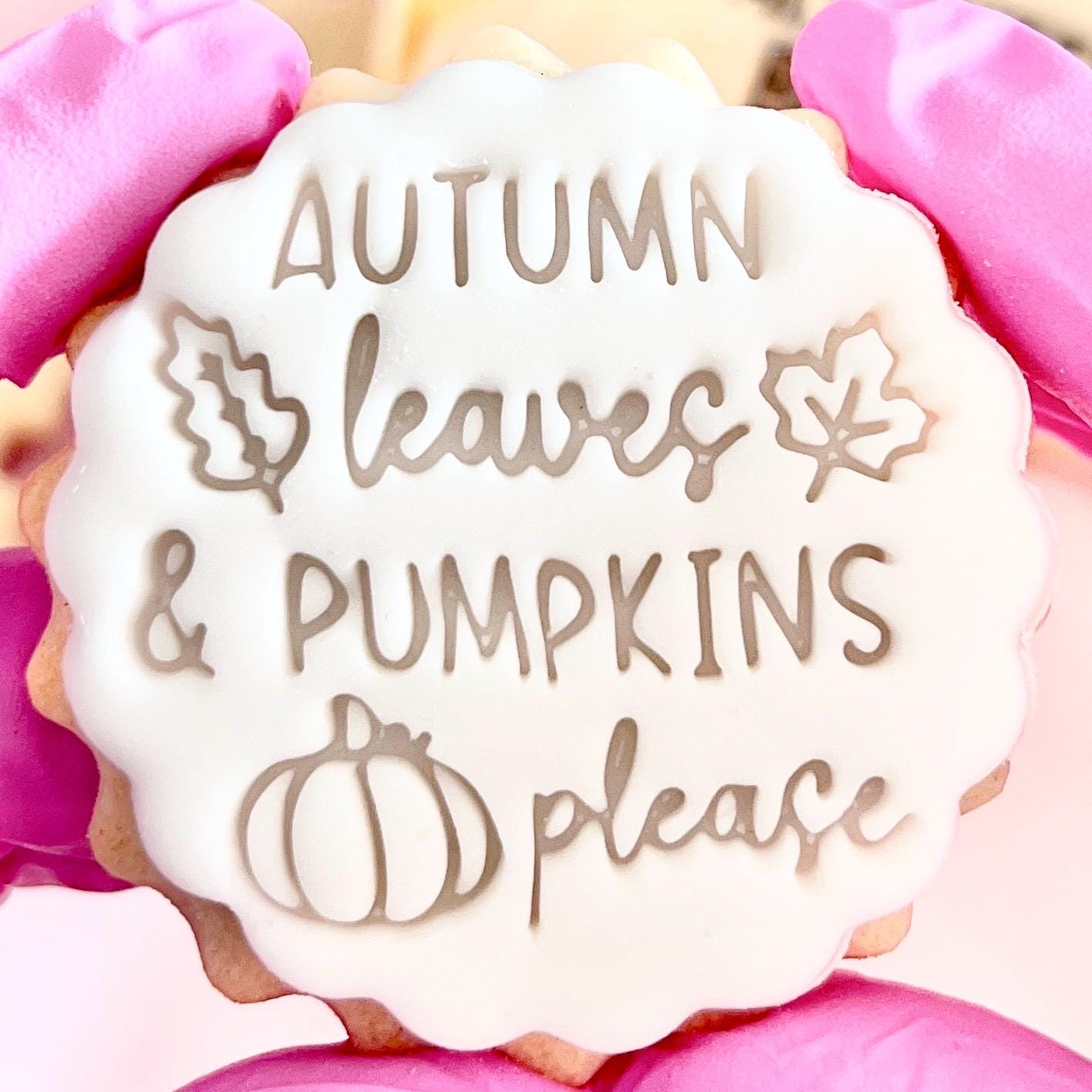 Autumn Leaves Cookie Cutter & Stamp Set With Free Scallop Cutter - Fits M&S Biscuits, For Fondant & Icing