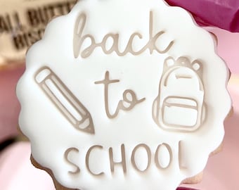 Back to school fondant stamp embosser biscuit cookies cutter cupcake topper m&s start of term teacher gift ideas 1st first day of school