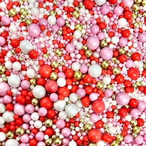 Valentines Red Gold White Pink Sprinkle blend mix for cupcake cake biscuit cookie baby shower cake topper birthday baking decoration piping